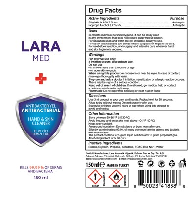 Lara Hand Skin Cleaner Spray 150ml
